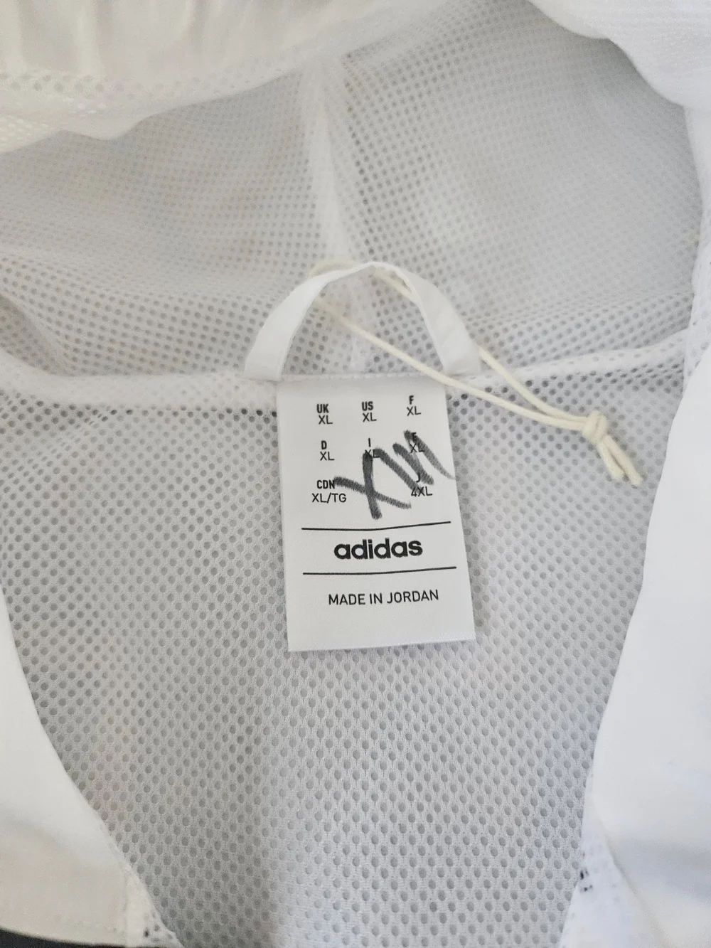 adidas White Hooded Windbreaker with White Mesh‎ Lining. #1362